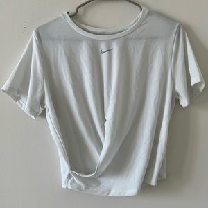 NIKE White Crop T-Shirt in Size Medium